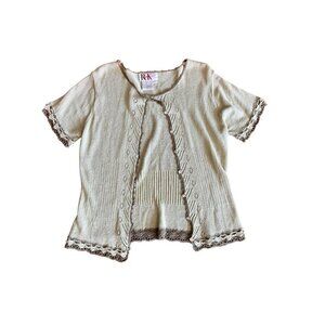 R&K Vintage Knitted Cardigan Grandma Sweater Size 8 Embroidered